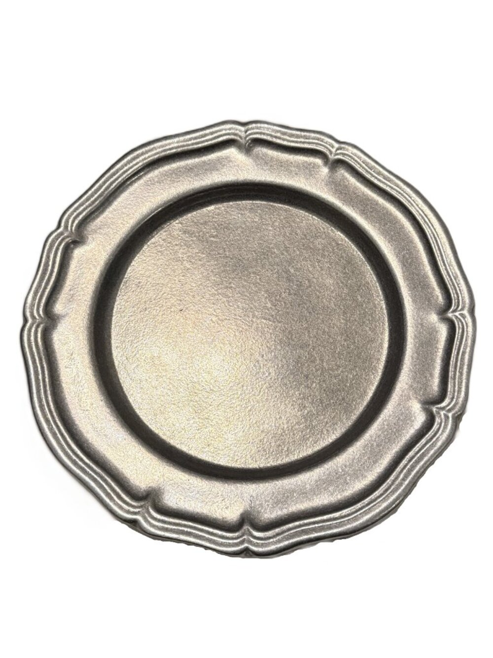 Wilton Armetale Pewter Country French 11” Silver Dinner Plate Vintage USA Made